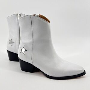 Thursday Boot Co Everyday White Leather Star Western Ankle Boots Womens 8.5 US
